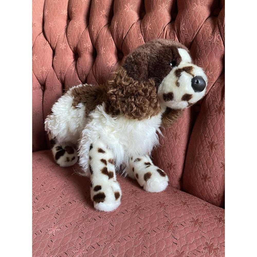 Brass Pro Shop Brown white stuffed dog plush toy with Springer Spaniel s21